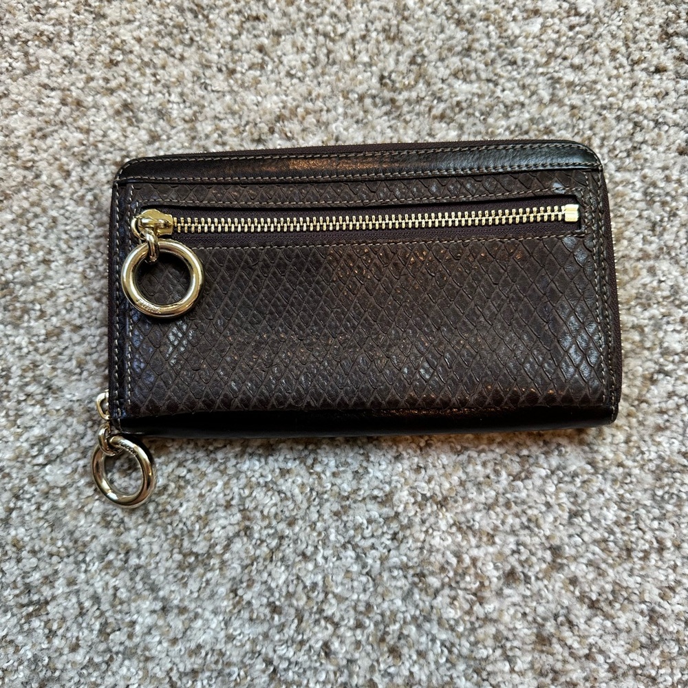 Furla Brown Leather Wallet with Gold Accents